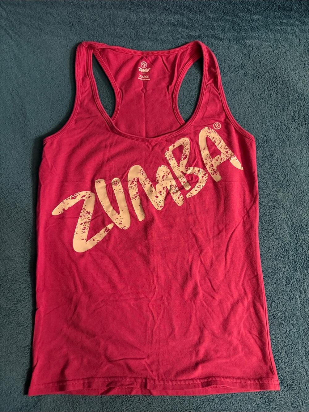 Magenta Pink Zumba Fitness Racerback Tank with White Logo